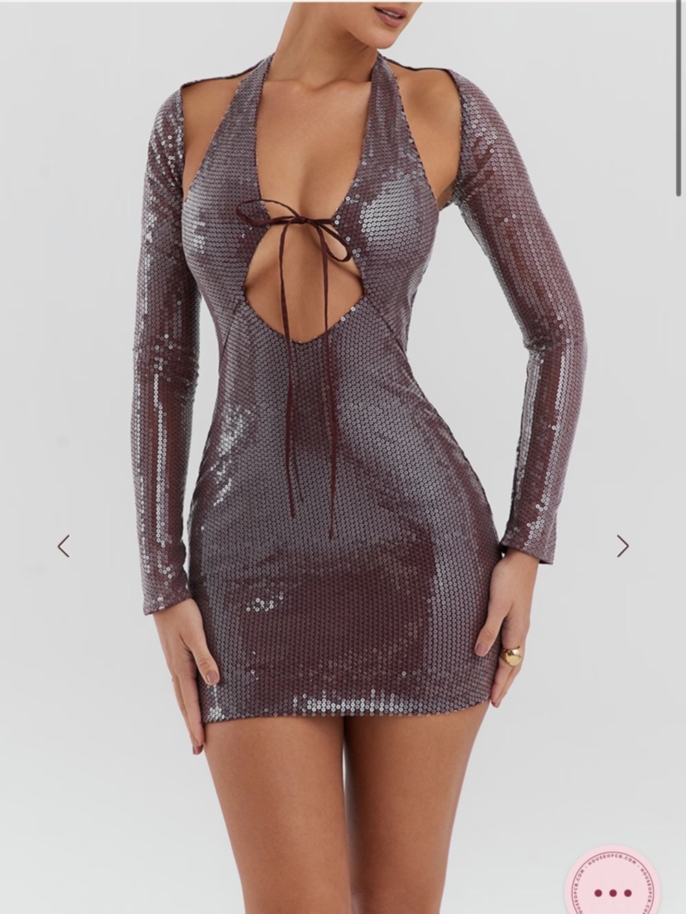 House of CB Plum Sequin Cutout Mini Dress